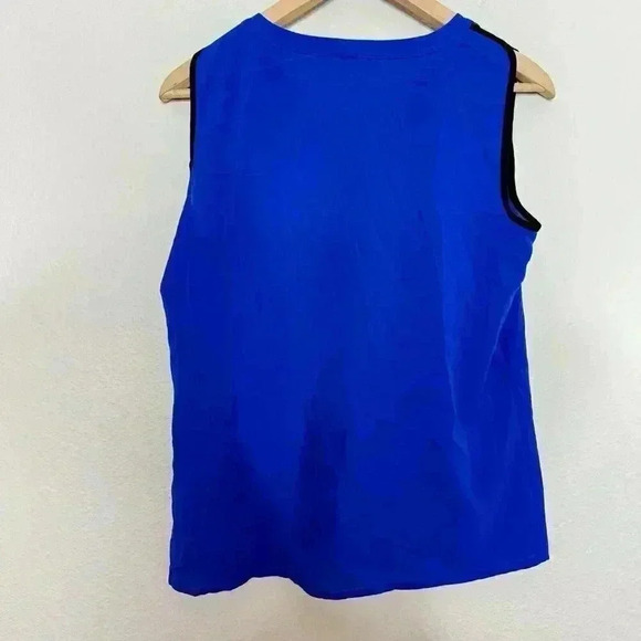 Calvin Klein Womans Sleeveless Semi Pleated V neck Top Color Cobalt Blue Small - Picture 5 of 5